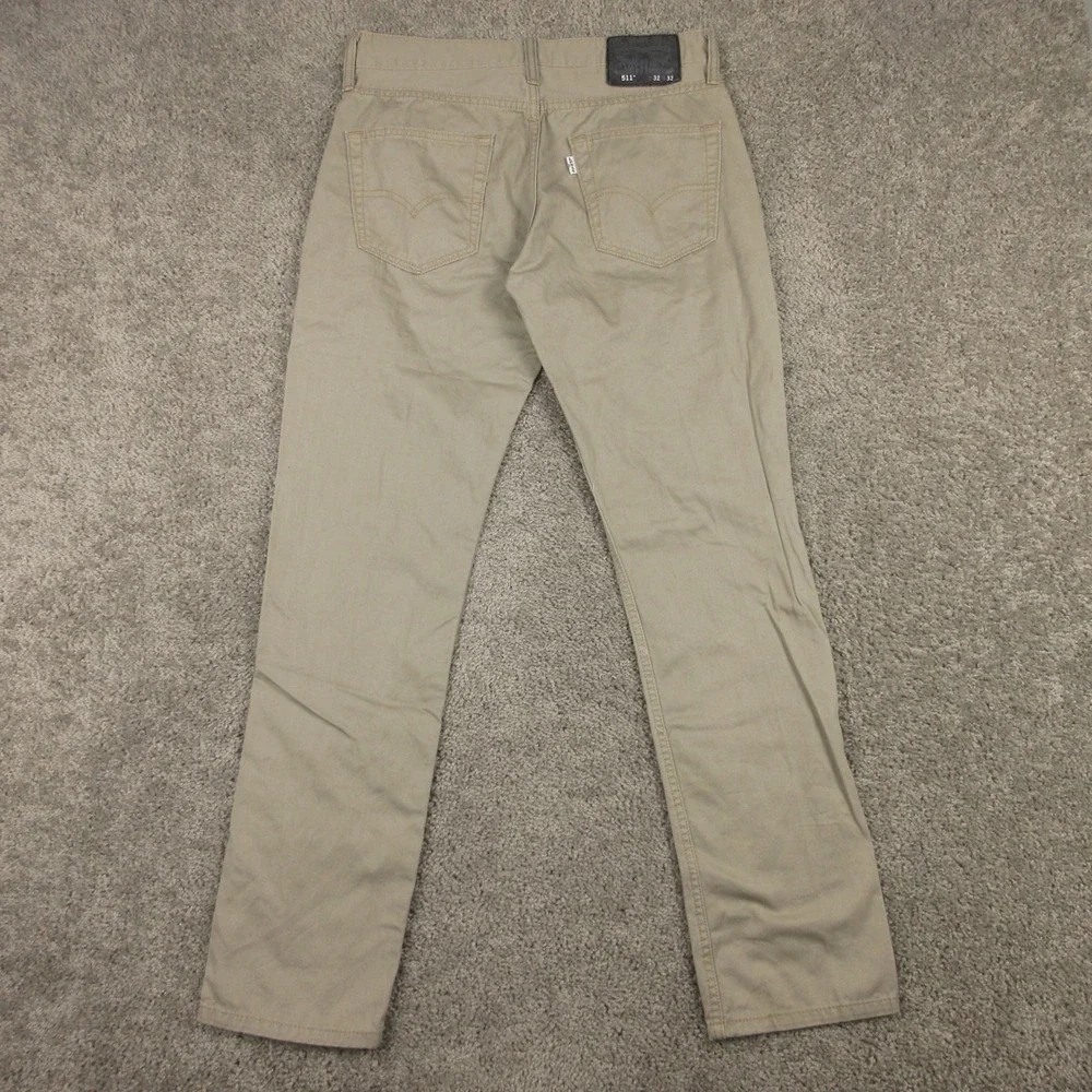 Levis Pants Mens 32x32 Beige Khaki 511 Slim Straight All Cotton 5 Pocket Chino